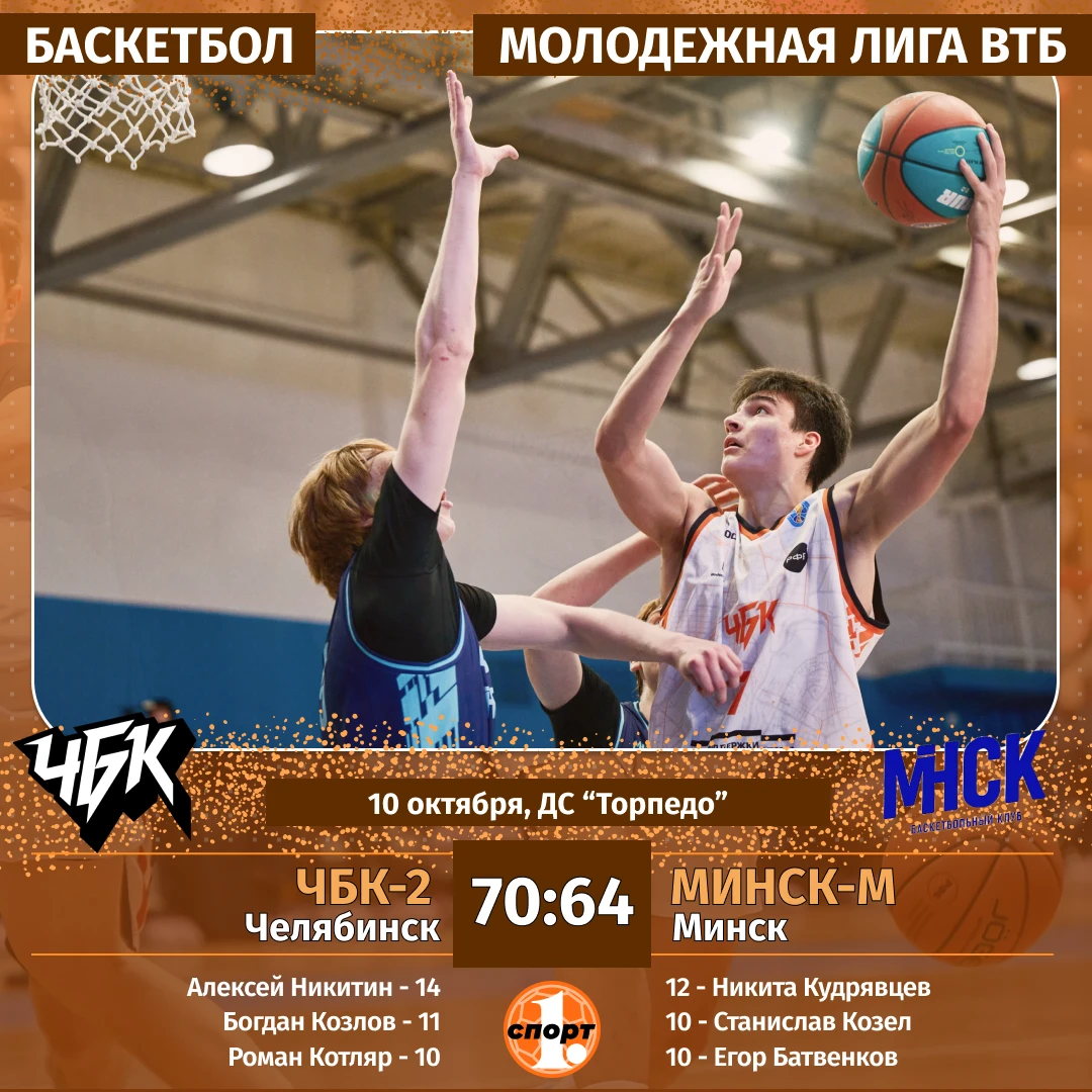🏀 Баскетбольный клуб «ЧБК-2» одержал первую победу в Единой молодежной лиге