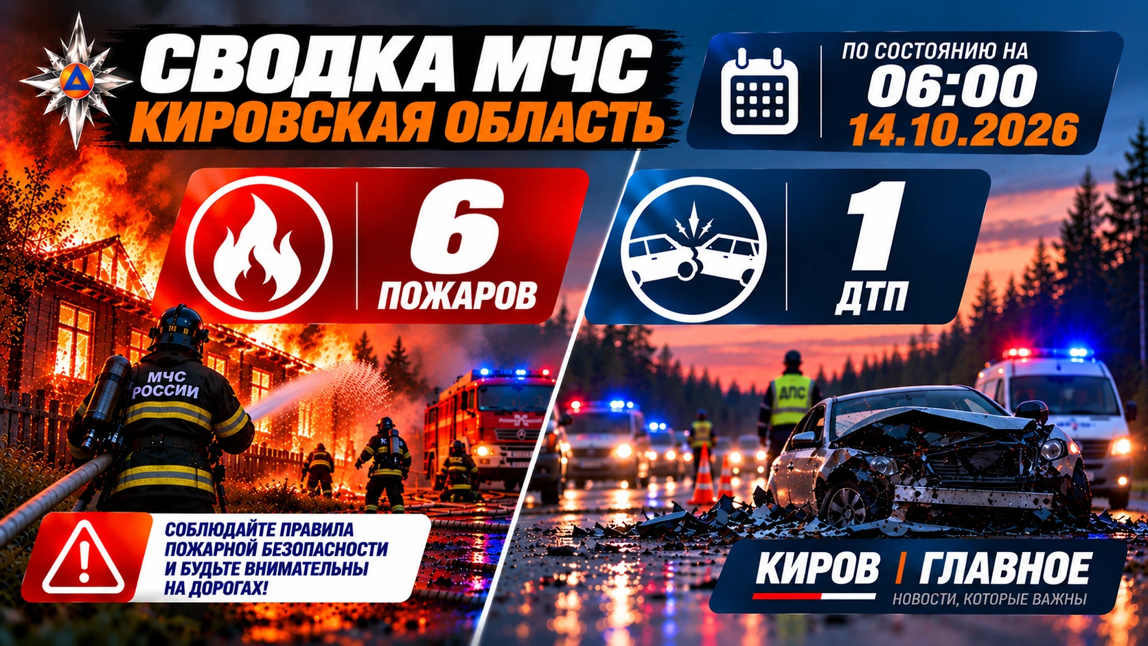 🚨 За прошедшие сутки подразделения МЧС России в Кировской области ликвидировали послед...