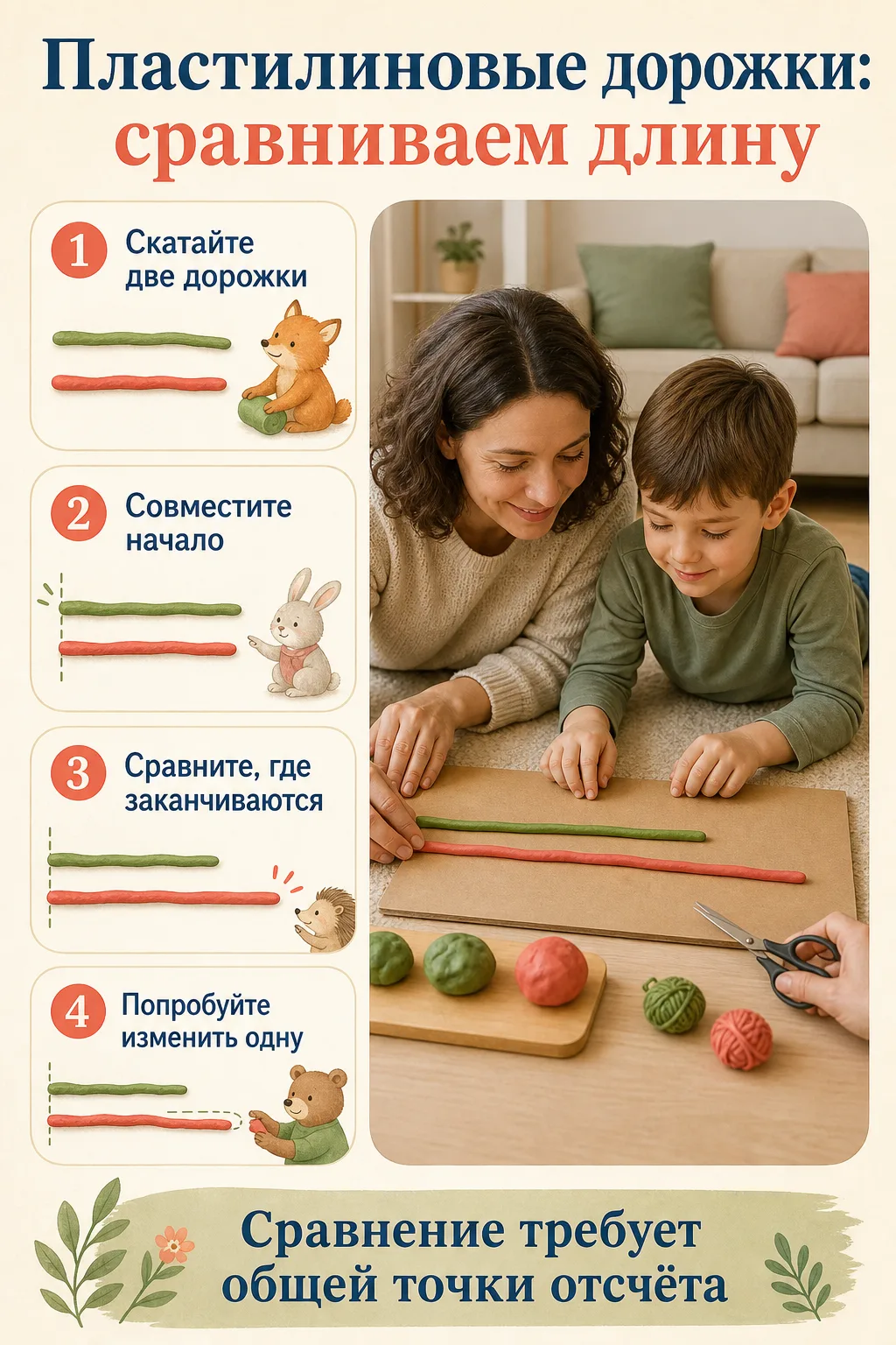 🟠 Пластилиновые дорожки: сравниваем длину
