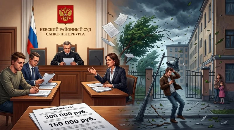 Суд взыскал с управляющей компании 450 000 рублей за травму от упавшей части уличного ф...