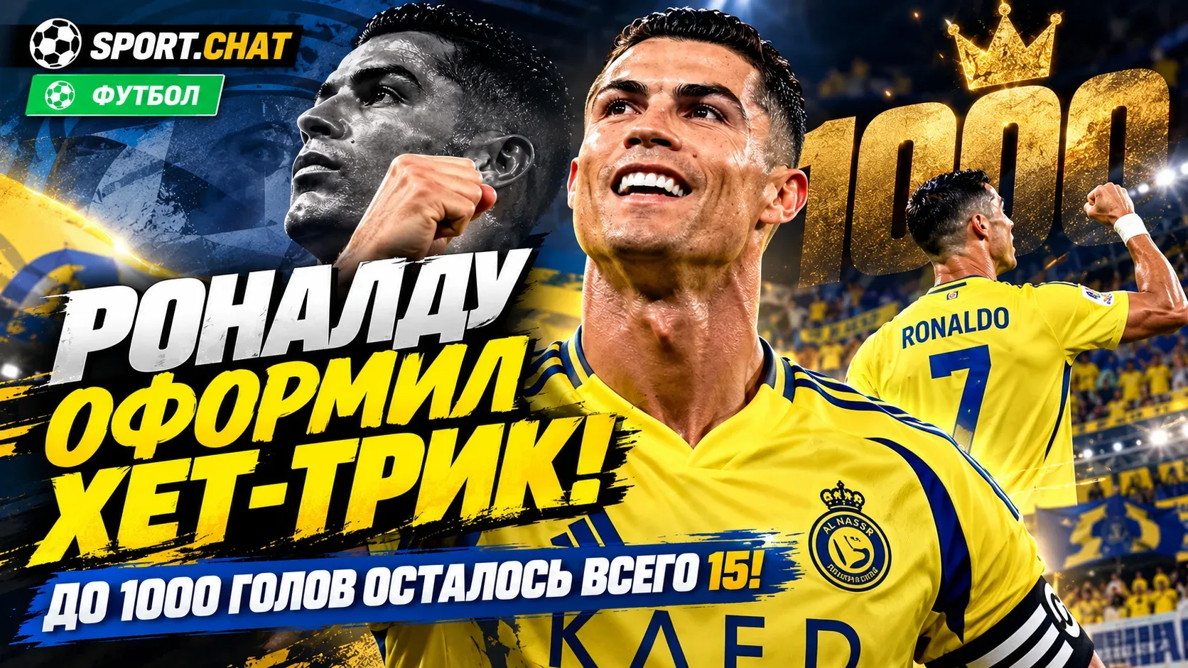 До 1000 голов осталось всего 15! Роналду оформил хет-трик и приблизился к исторической ...