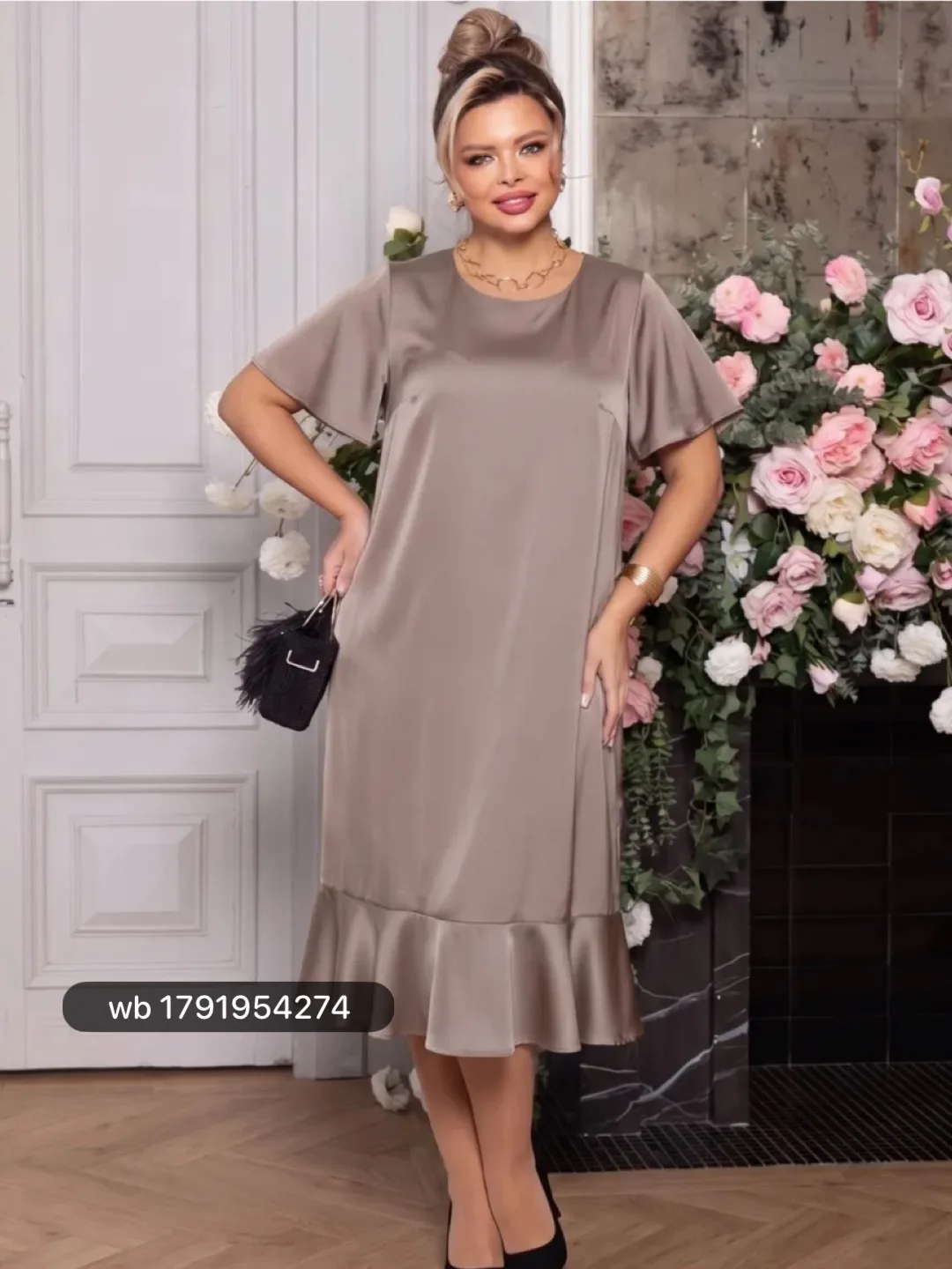 Атласное праздничное платье ❤️Plus size