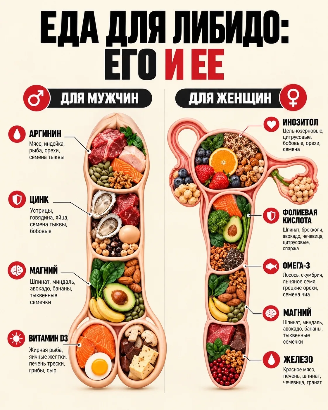 📌 «Сексуальное меню» для него и для нее! ПРОДУКТЫ ДЛЯ ЛИБИДО ☝️