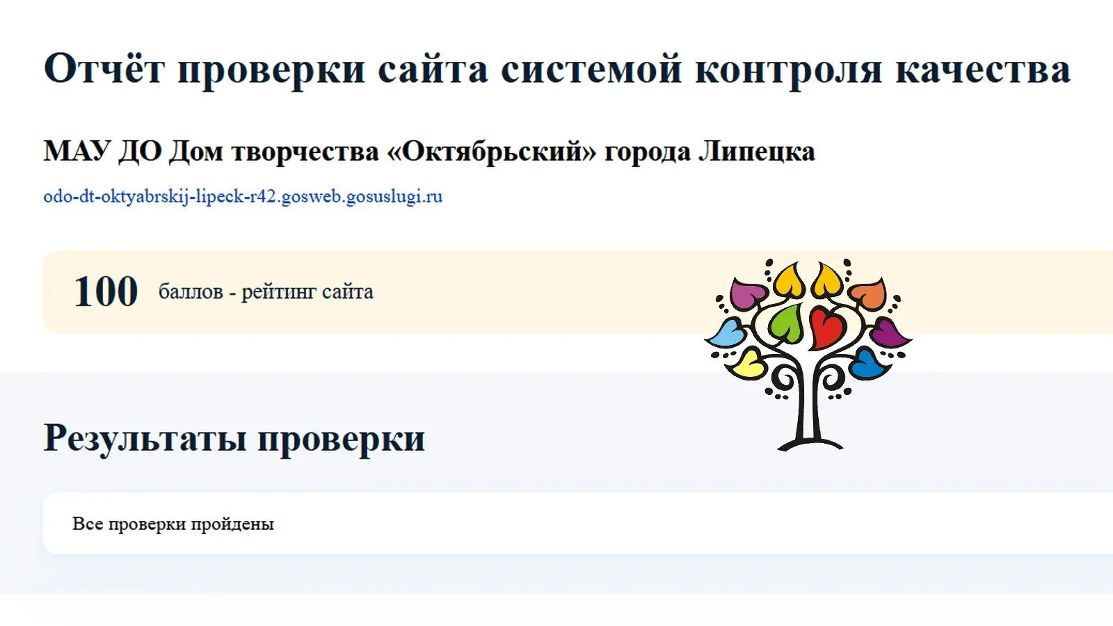 Наш сайт набрал 100 баллов в рейтинге ПСКК!