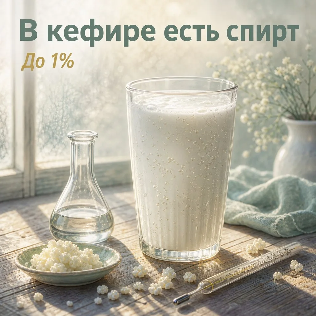 В кефире есть спирт, и это не шутка. В зависимости от закваски и температуры содержание...