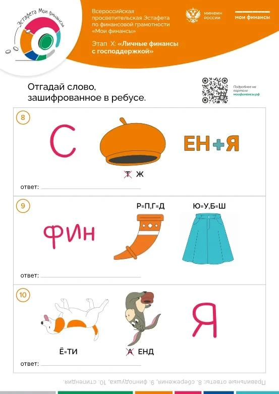 Эстафета «Мои финансы»: финансовые ребусы