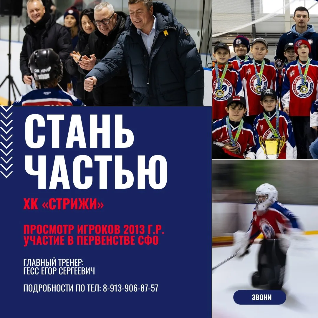 Успей стать частью команды! В хоккейном клубе «Стрижи» активно ведутся просмотры игроко...