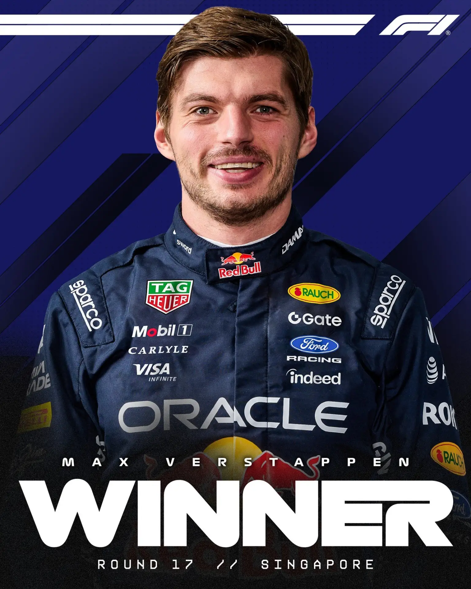 🏎🏆 Ферстаппен выиграл вторую гонку подряд! Макс победил на Гран-при Сингапура.