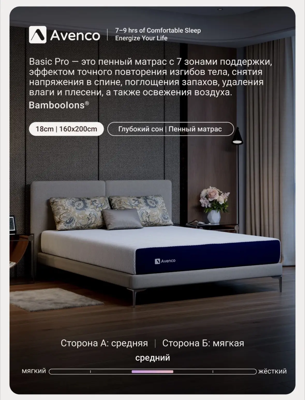Матрас 160х200 ортопедический Двусторонний беспружинный Avenco