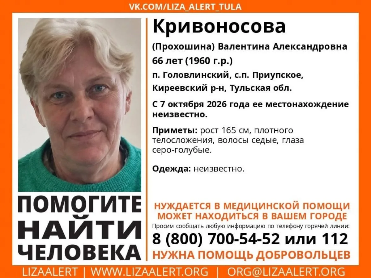 ❗️ Пропала жительница Киреевского района​