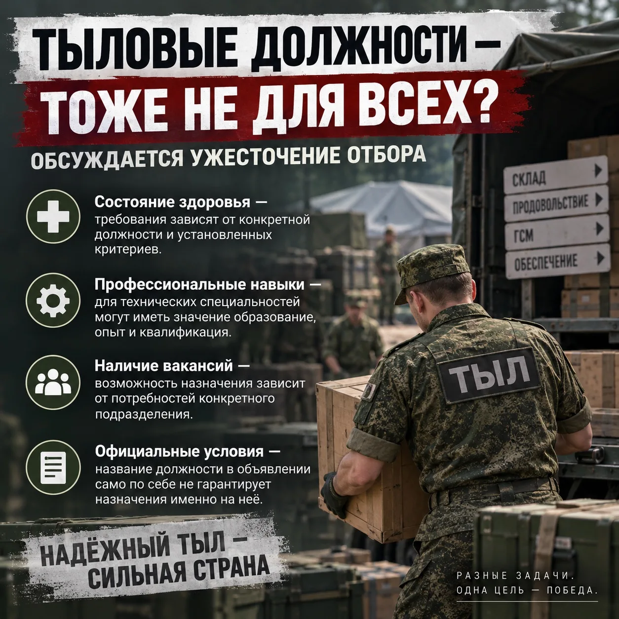 🚨 ТЫЛОВЫЕ ДОЛЖНОСТИ — ТОЖЕ НЕ ДЛЯ ВСЕХ? ОБСУЖДАЕТСЯ УЖЕСТОЧЕНИЕ ОТБОРА