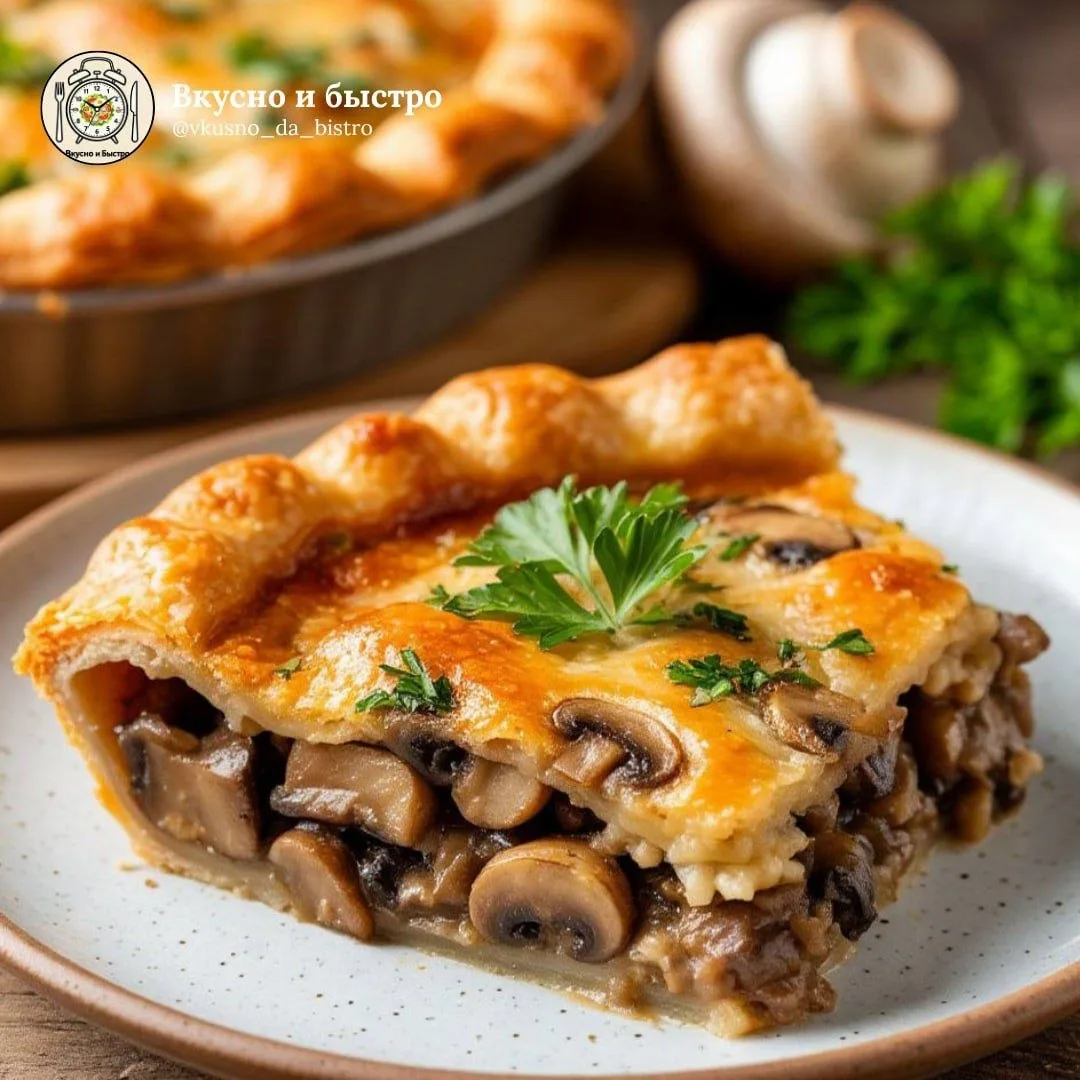 🥧 Заливной пирог с шампиньонами и луком