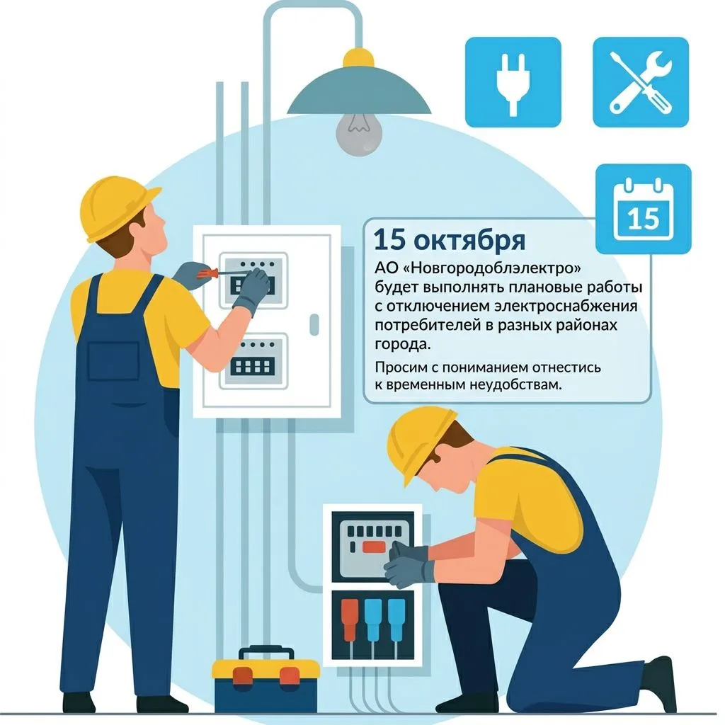 🗓️15 октября специалисты АО «Новгородоблэлектро» будут выполнять плановые работы с отк...