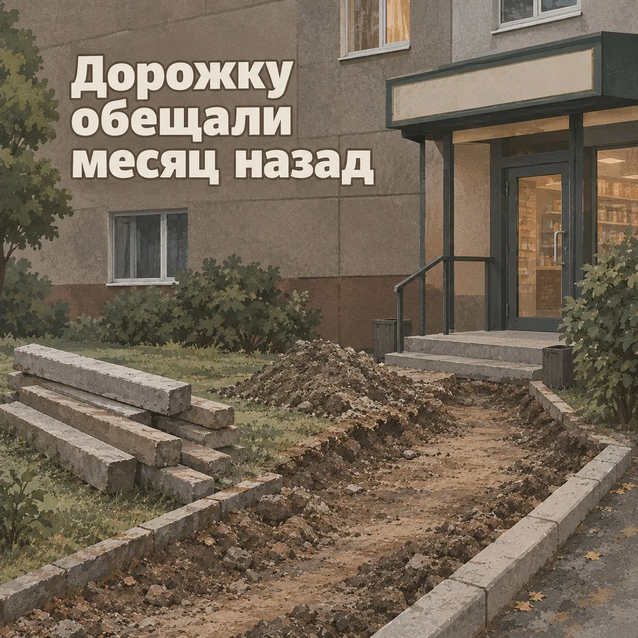 Соседи пишут, что на улице Шолохова у дома 8к1 месяц не могут восстановить пешеходную д...