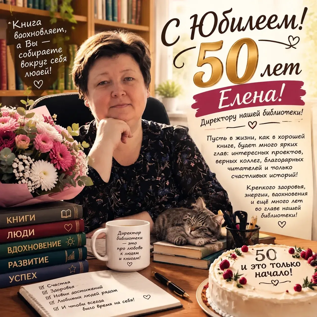 Главному автору нашего успеха — ровно 50! С любовью, Ваш коллектив. ✨