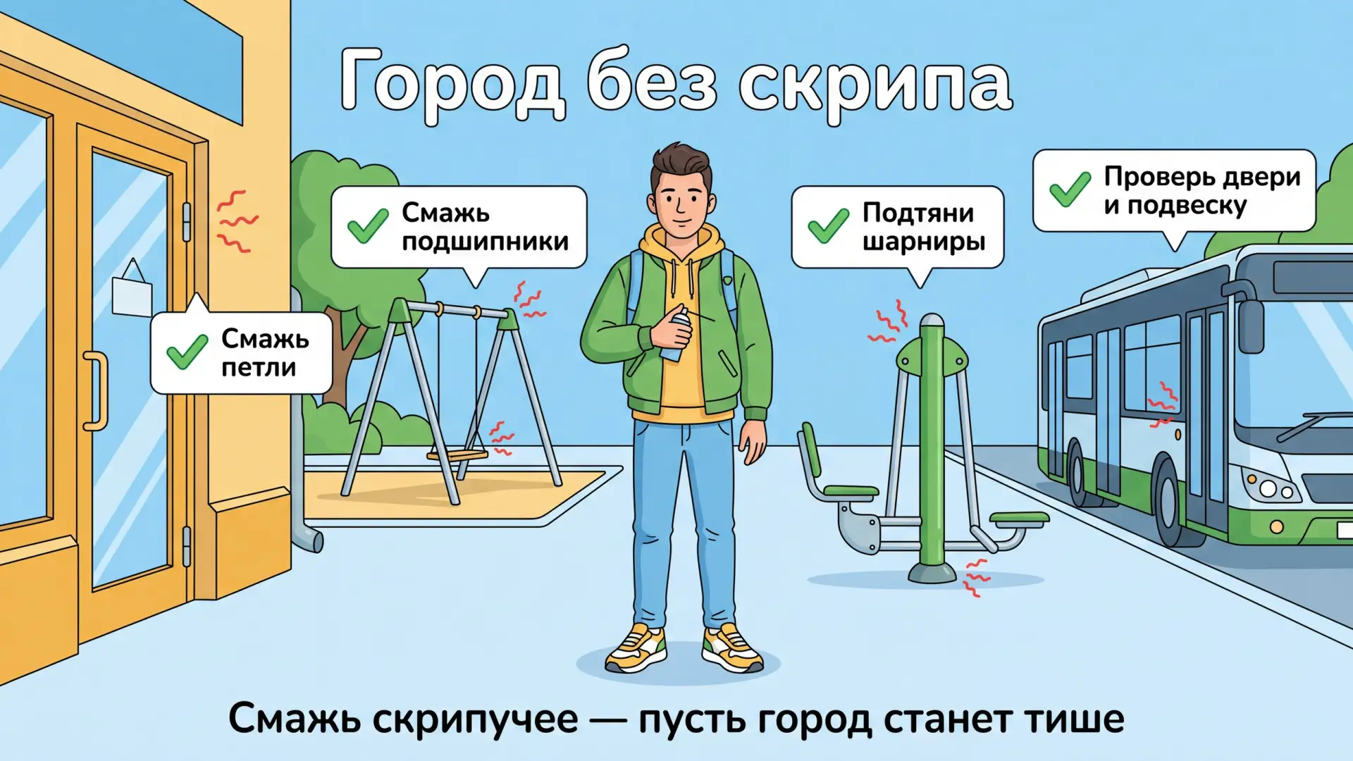 🏢🏡 Город без скрипа