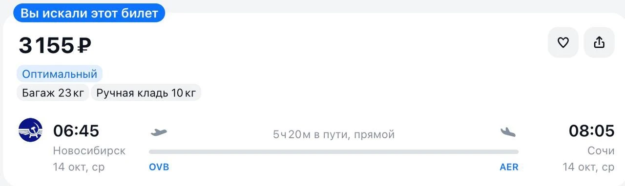 Улететь из Новосибирска в Сочи