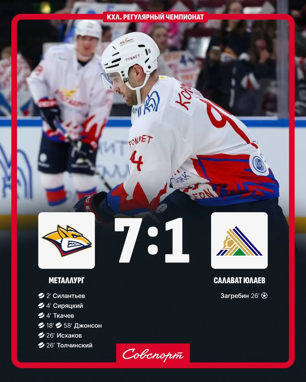 🏒 В каком же порядке «Металлург». Команда из Магнитогорска разгромила «Салават Юлаев» ...