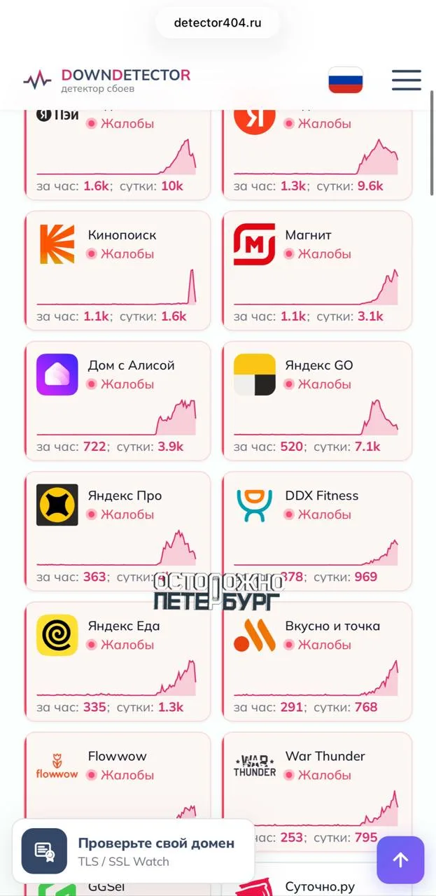 Массовый сбой произошёл в Рунете— петербуржцы жалуются на проблемы в работе интернет-се...