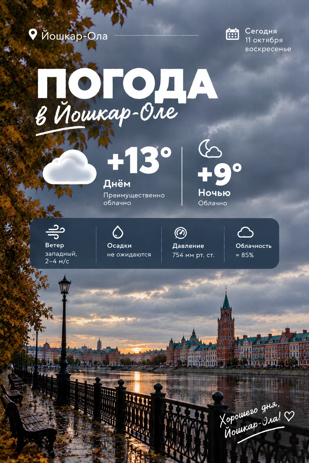 🌥 ПОГОДА В ЙОШКАР-ОЛЕ | 11 ОКТЯБРЯ