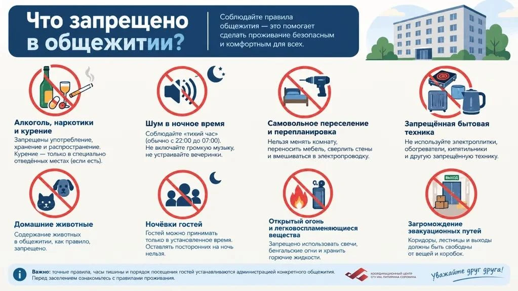 👇Общежитие — ваш временный дом, где важно учитывать интересы всех жильцов.