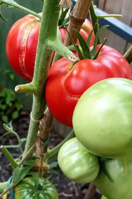 Крупноплодные помидоры — красавцы на грядке, но их кожица часто подводит: плоды растрес...
