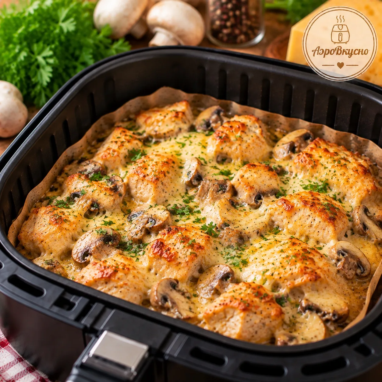 🍗 Куриное филе с грибами и сливочным соусом в аэрогриле