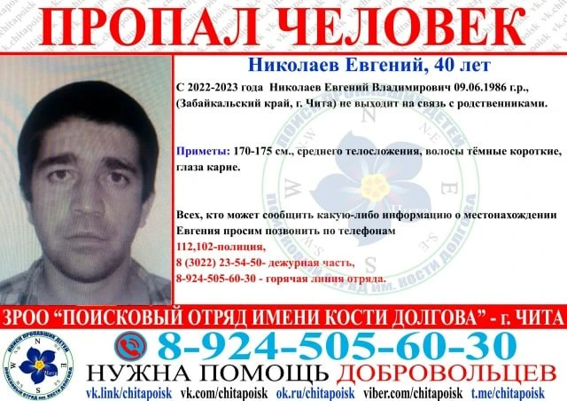 С 2022-2023 года Николаев Евгений Владимирович 09.06.1986 г.р., (Забайкальский край, г....