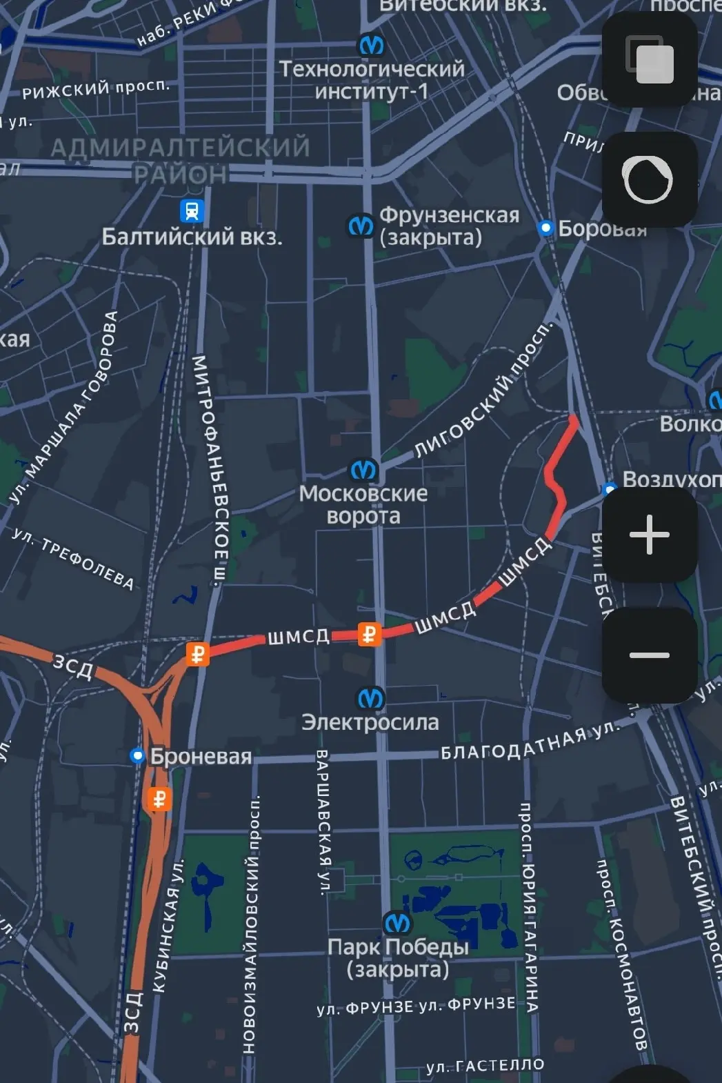 Дорожные работы перекроют съезды Витебской развязки ЗСД (ШМСД) с 21 по 23 октября