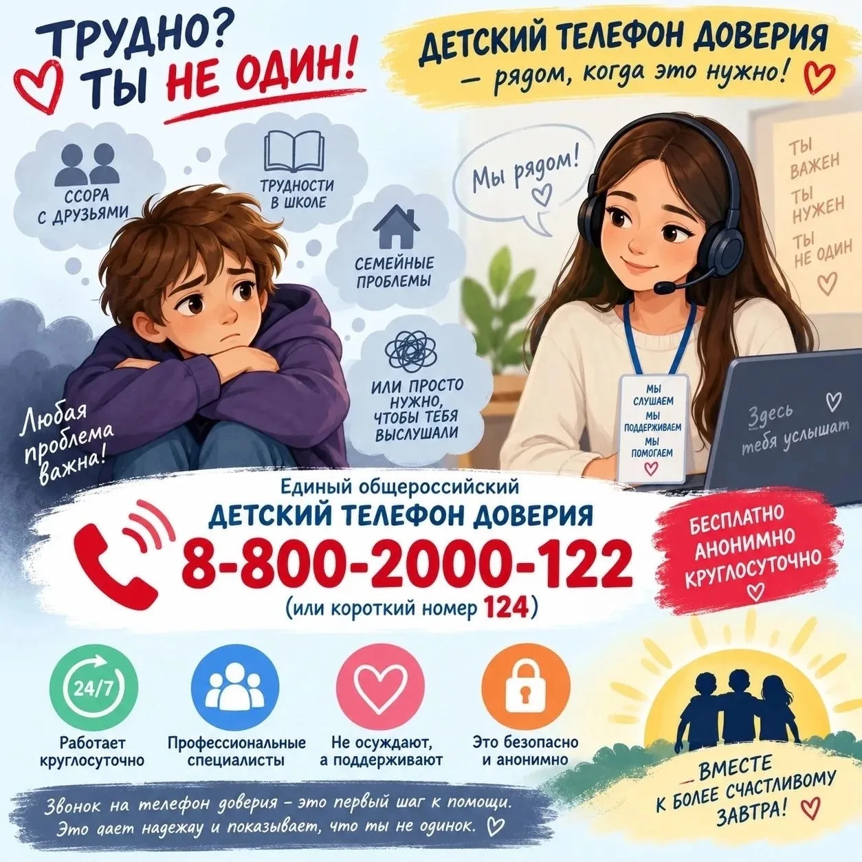 ☎️Телефон доверия — это не просто набор цифр, а спасительный круг для тех, кто оказался...