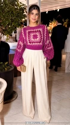 Стильный джемпер из бабушкиных квадратов 👚🧶