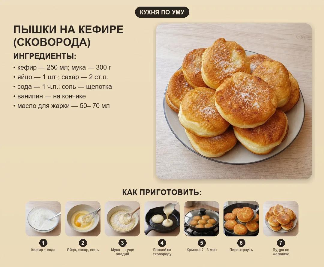 Пышки на кефире (сковорода)
