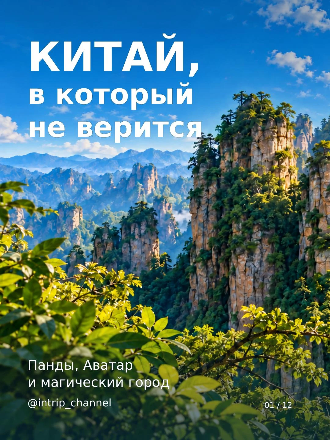 На этой — то, что делаем сейчас: первые две карточки карусели про Китай, где пейзаж про...