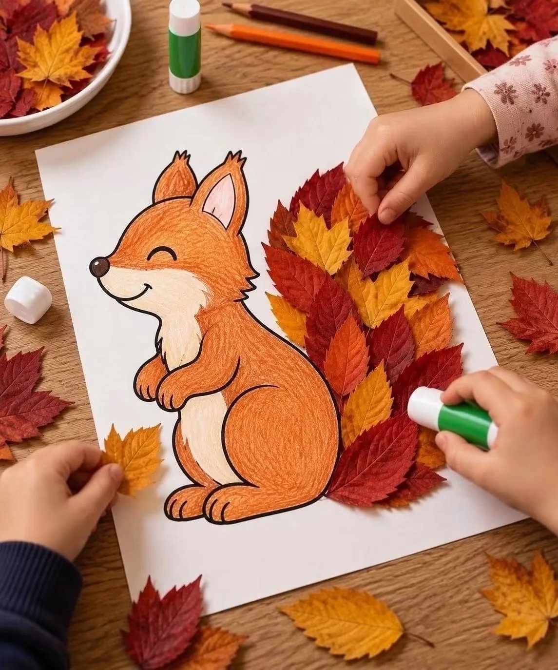 Лисичка с листьями🦊