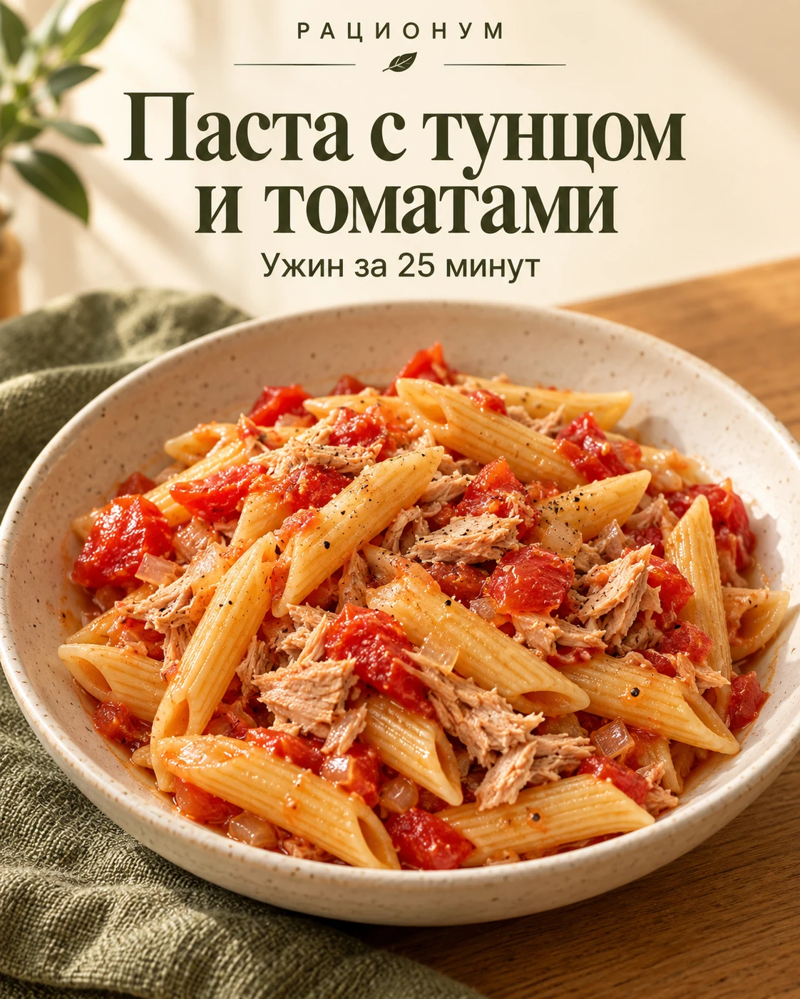 🍝 Паста с тунцом и томатами за 25 минут