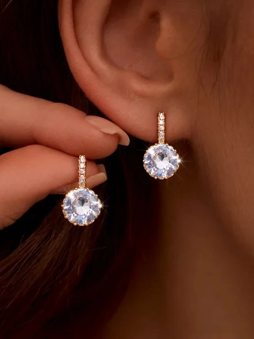 Серьги бижутерия с камнем классические TIFITY